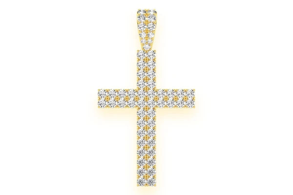 Erkals Jewellers Two Row Cross Pendant 18K Gold Diamond 2.25ctw