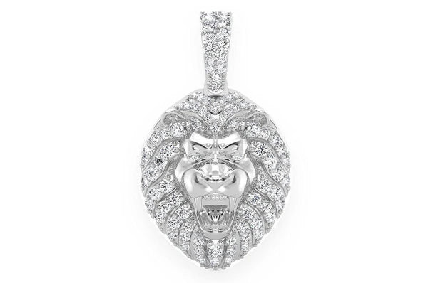 0.50ct Diamond Lion Head Pendant 14K Solid Gold