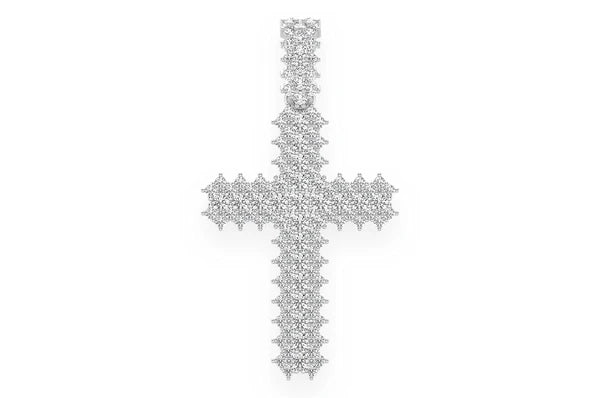 0.75ct Diamond Small 5 Row Jagged Cross Pendant 14K Solid Gold