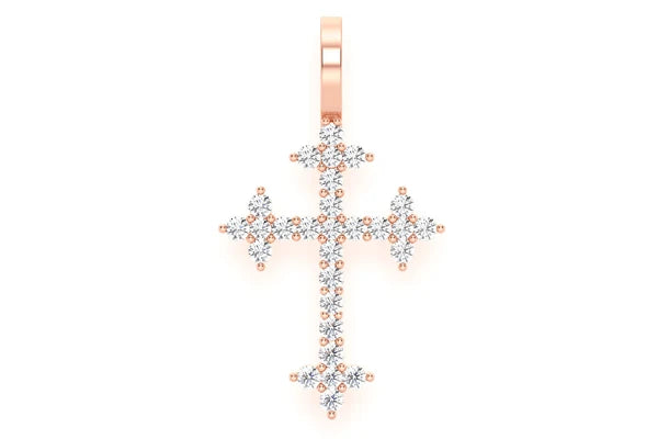 Erkals Jewellers Three Point Cross Pendant 18K Gold Diamond 0.45ctw