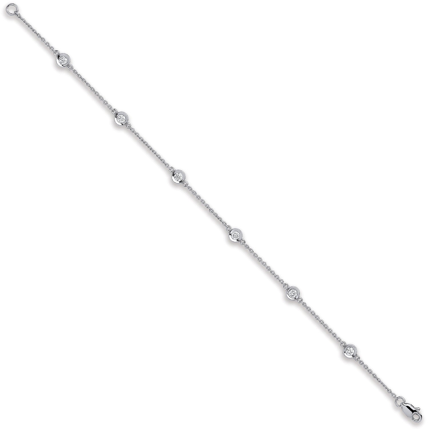 18ct White Gold 0.40ct Diamond by the yard Rubover Bracelet