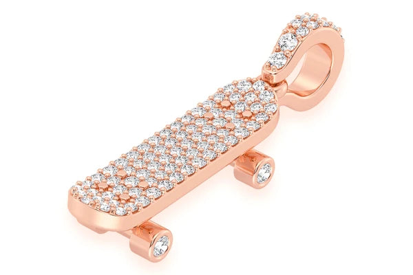 Erkals Jewellers Skateboard Pendant 18K Gold Diamond 0.35ctw