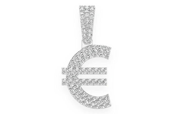 0.45ct Diamond Euro Currency Symbol Pendant 14K Solid Gold