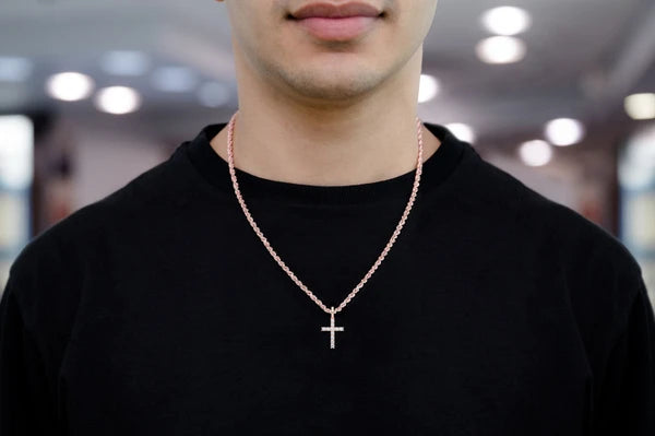 Erkals Jewellers One Row Cross Pendant 18K Gold Diamond 0.50ctw