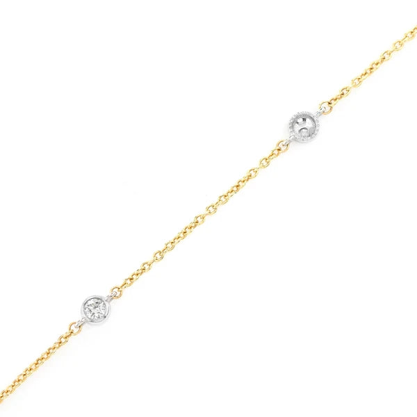 Erkals Jewellers Bead Bezel Diamond Station Bracelet 18K Gold 0.10ctw