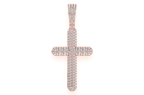 Colgante de diamantes Bubbly Cross de 2,00 quilates en oro macizo de 14 quilates