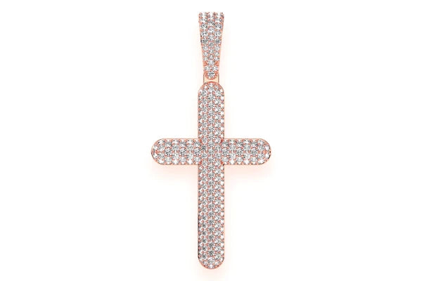 Erkals Jewellers Five Row Bubbly Cross Pendant 18K Gold Diamond 2.00ctw