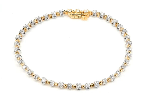 Erkals Jewellers Beaded Crown Link Diamond Bracelet 18K Gold 1.70ctw