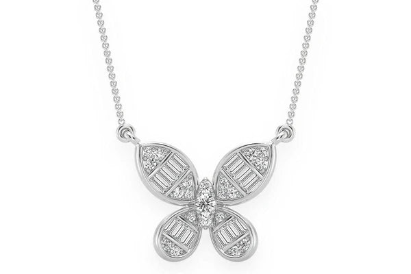 Erkals Jewellers Butterfly Baguette Pendant 18K Gold Diamond 0.33ctw