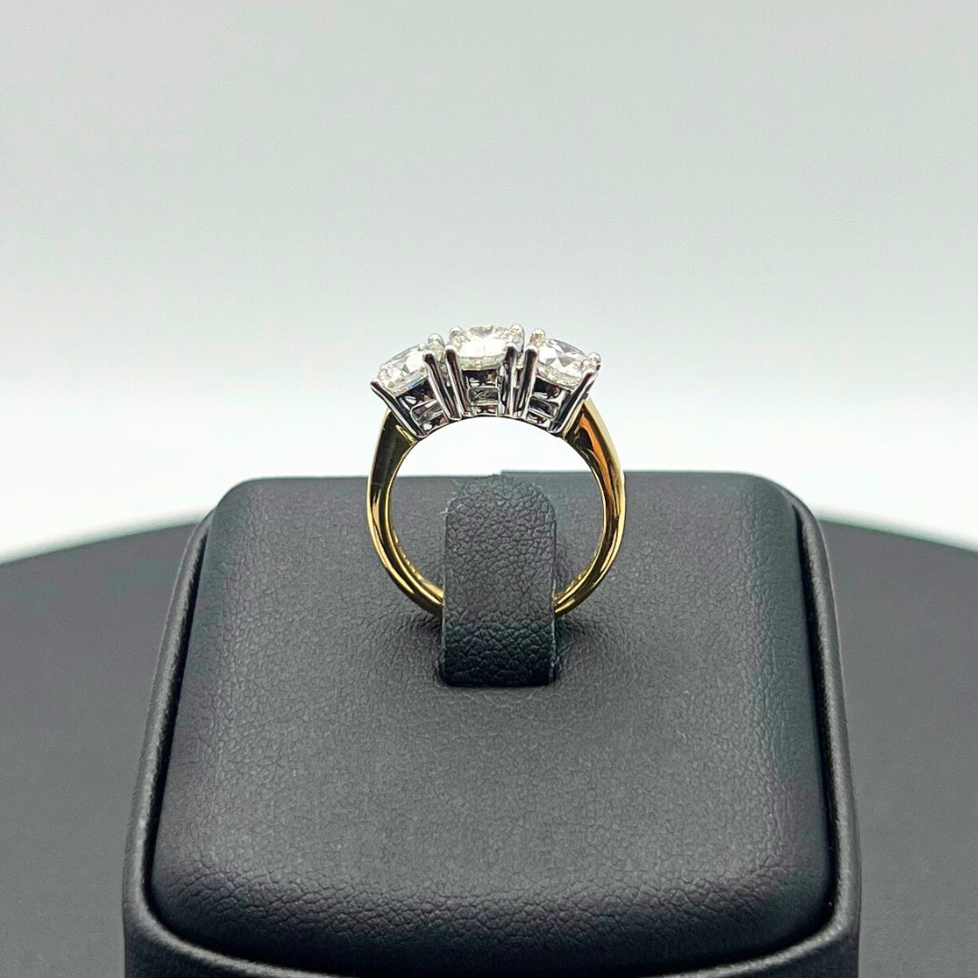 2.00ct Diamond Claw Set Trilogy Ring 18K Yellow & White Gold