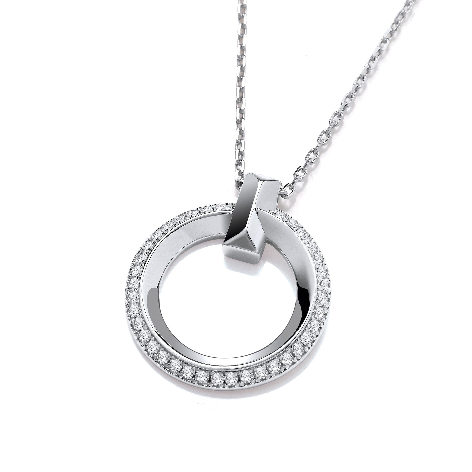 Circle of Life CZ Silver Pendant with Chain