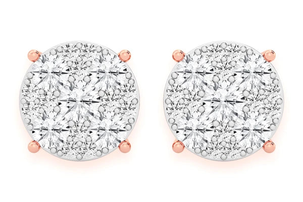 Erkals Jewellers Mosaic Stud Earrings 18K Gold 3.00ctw