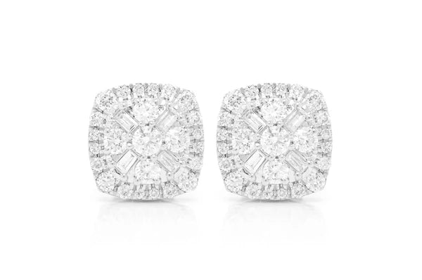 Erkals Jewellers Baguette Flower Stud Earrings 18K Gold 1.00ctw