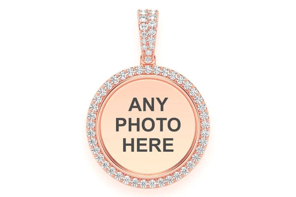 Erkals Jewellers Small Round Picture Memory Pendant 18K Gold Diamond 0.50ctw