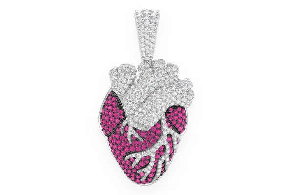 Erkals Jewellers Human Heart Pendant 18K Gold Ruby Diamond 3.50ctw