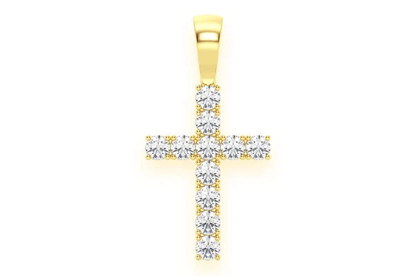Erkals Jewellers Solitaire Cross Pendant 18K Gold Diamond 1.00ctw