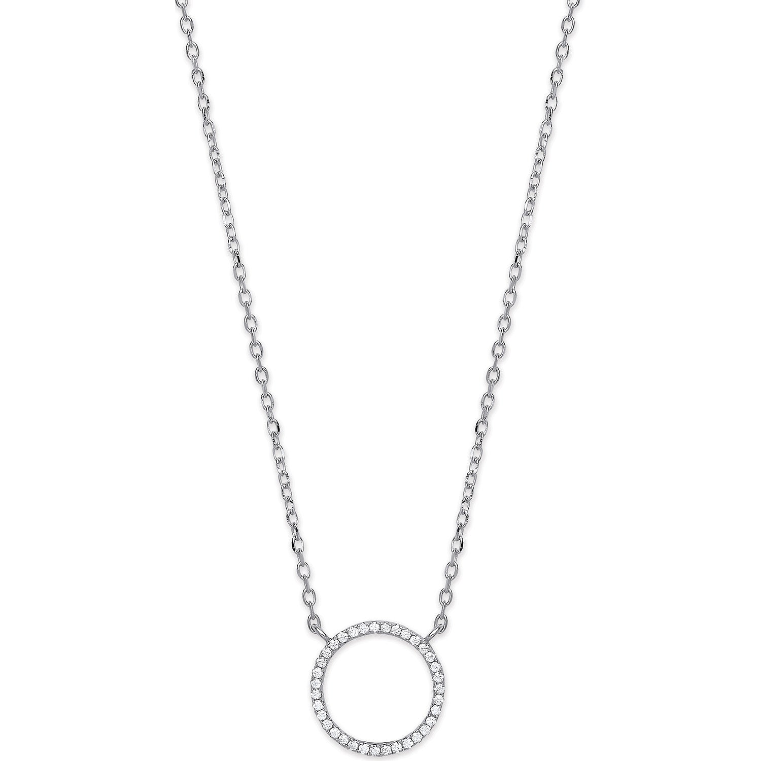 Silver Cz Circle of Life Pendant 16" Necklace with extention