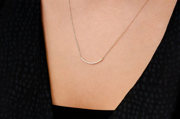 Erkals Jewellers Curved Bar Pendant 18K Gold Diamond 0.15ctw