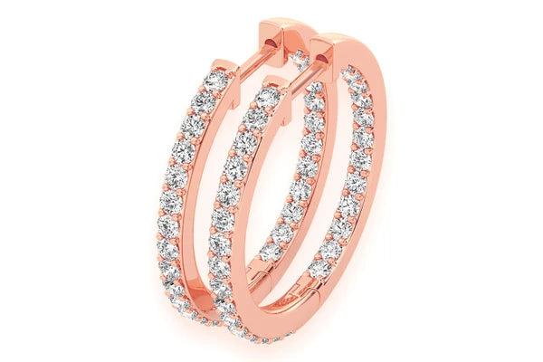 Erkals Jewellers One Row Hoop Earrings 18K Gold 1.60ctw