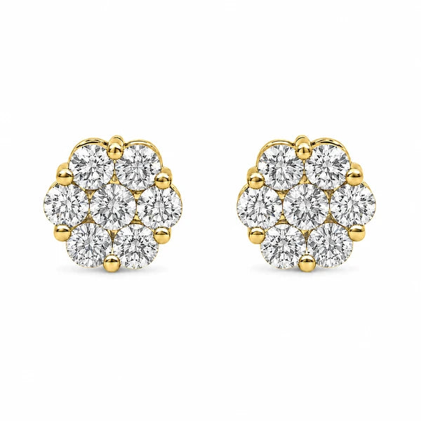 Erkals Jewellers Flower Stud Earrings 18K Gold 1.00ctw