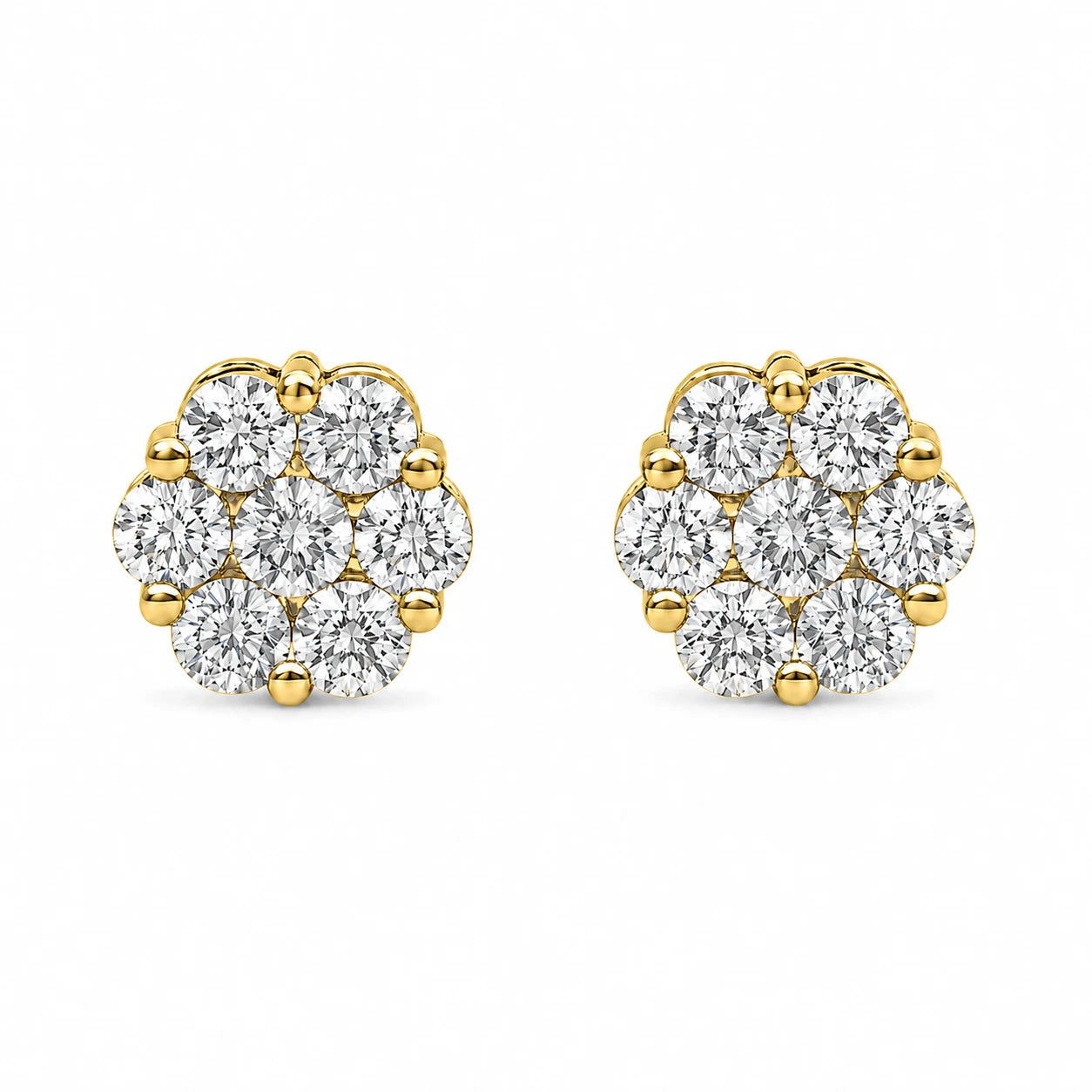 Erkals Jewellers Flower Stud Earrings 18K Gold 1.00ctw