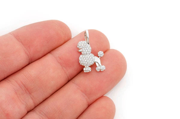 Pendentif diamant caniche 0,33 ct en or massif 14 carats