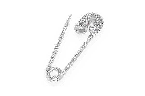 0.80ct Diamond Safety Pin Pendant 14K Solid Gold