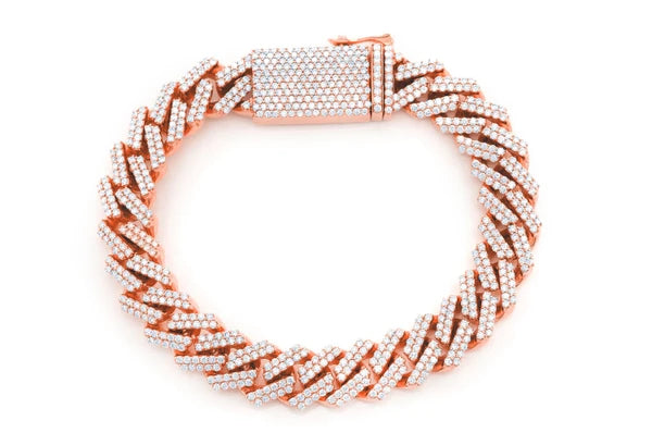 Erkals Jewellers 11mm Raised Diamond Cuban Link Bracelet 18K Gold 8.50ctw