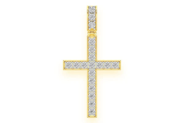 Erkals Jewellers Miracle Set Cross Extra Large Pendant 18K Gold Diamond 0.75ctw