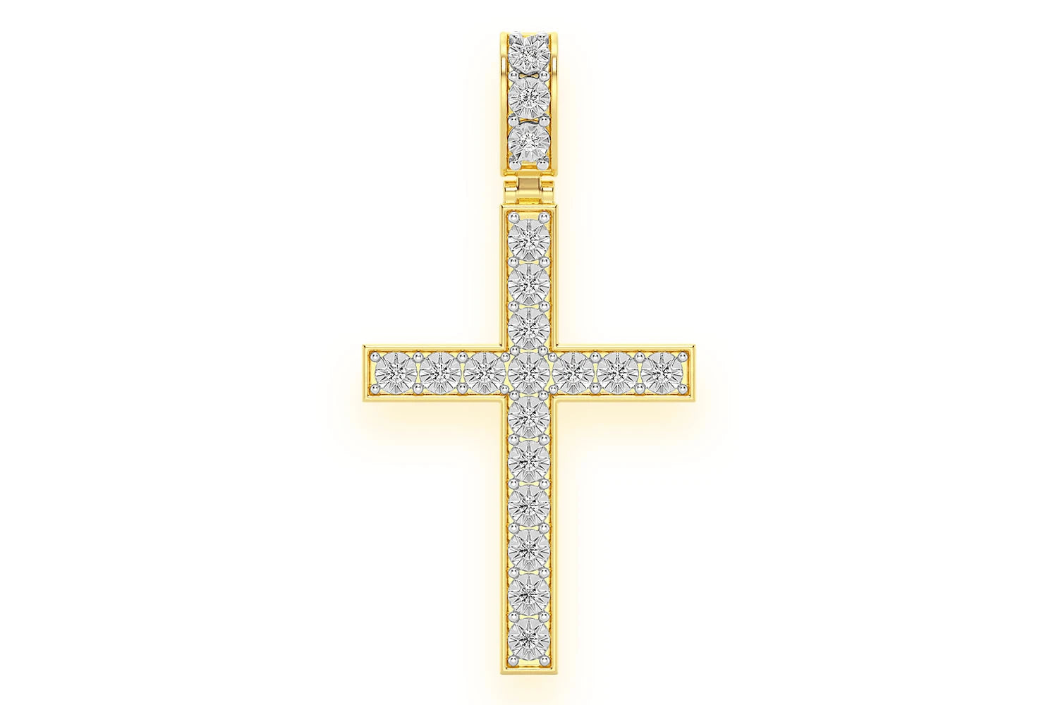 Erkals Jewellers Miracle Set Cross Extra Large Pendant 18K Gold Diamond 0.75ctw
