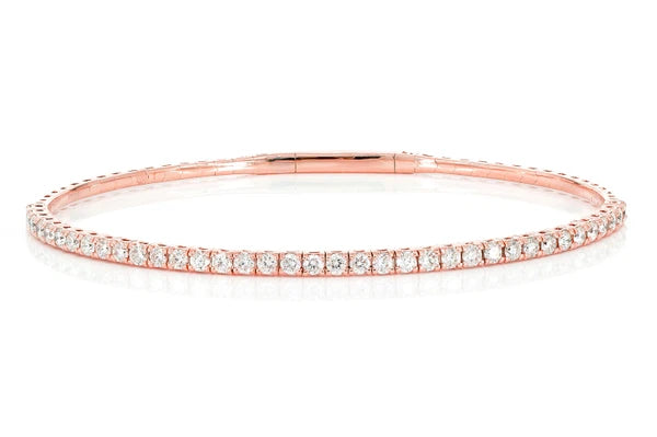 Erkals Jewellers 4pt Prong Set Diamond Tennis Bracelet Flex Bangle 18K Gold 1.50ctw