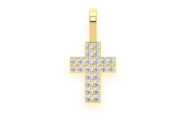 Erkals Jewellers Two Row Cross Pendant 18K Gold Diamond 0.25ctw