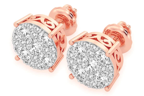 Erkals Jewellers Mosaic Stud Earrings 18K Gold 3.00ctw