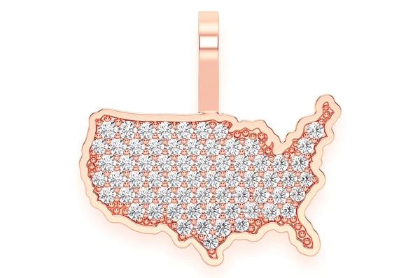 Pendentif diamant des États-Unis d'Amérique 0,30 ct en or massif 14 carats