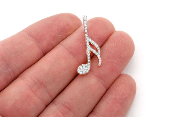 0.50ct Diamond Semiquaver Musical Note Pendant 14K Solid Gold