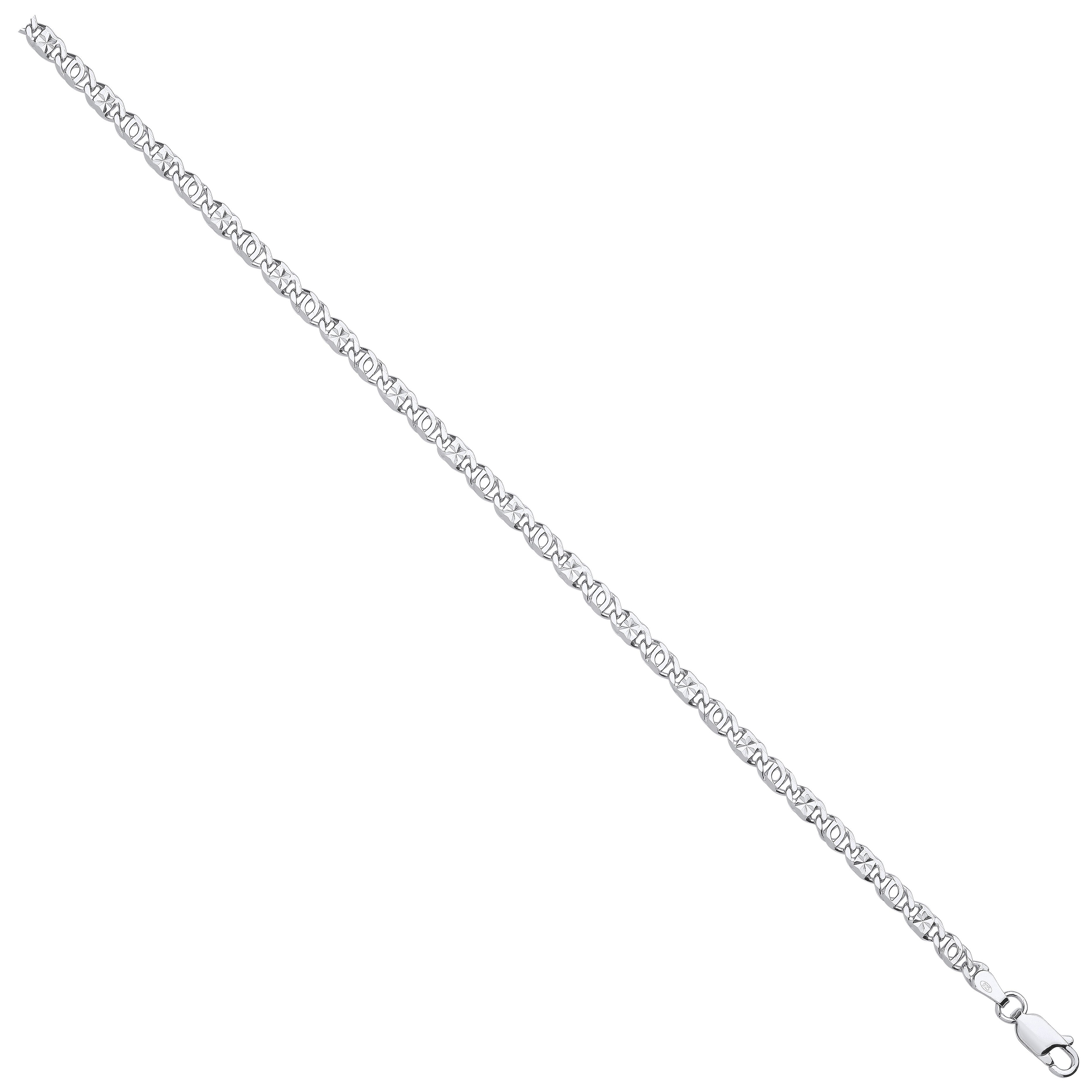 Silver 3.7mm Anchor Chain with Star Stamp