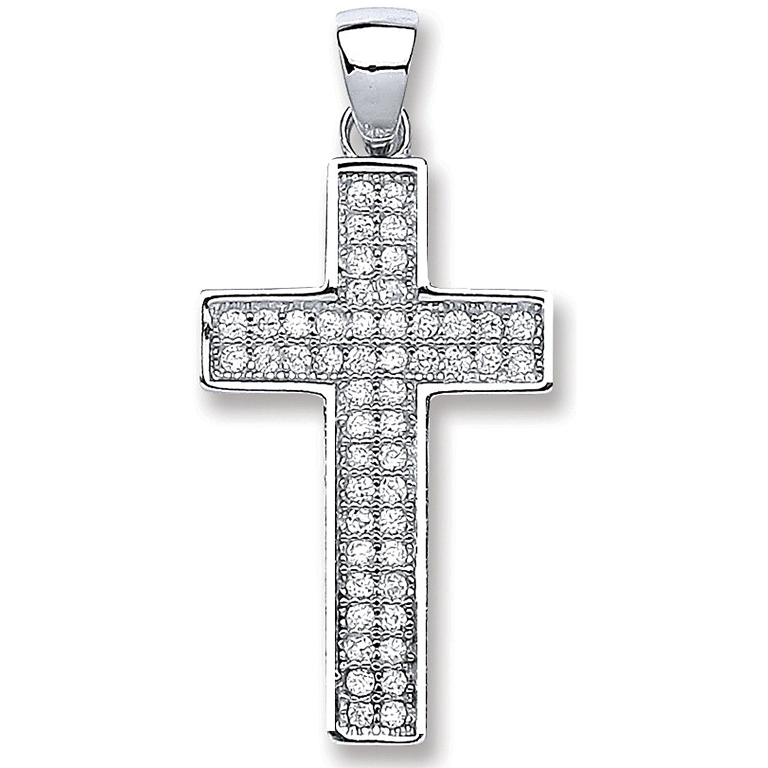 Silver Pave Set Cz Cross