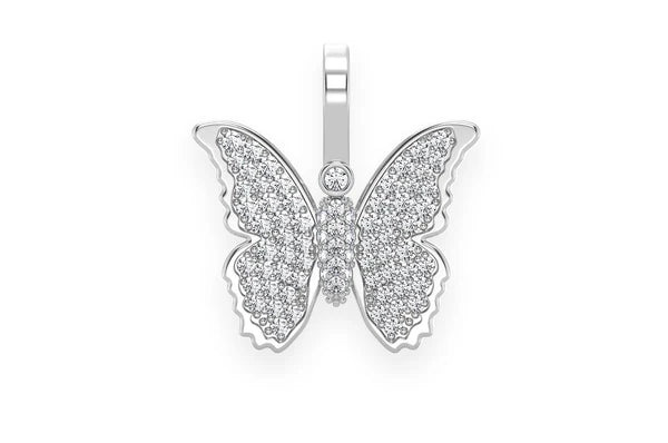 Colgante de diamantes de mariposa de 0,40 quilates en oro macizo de 14 quilates