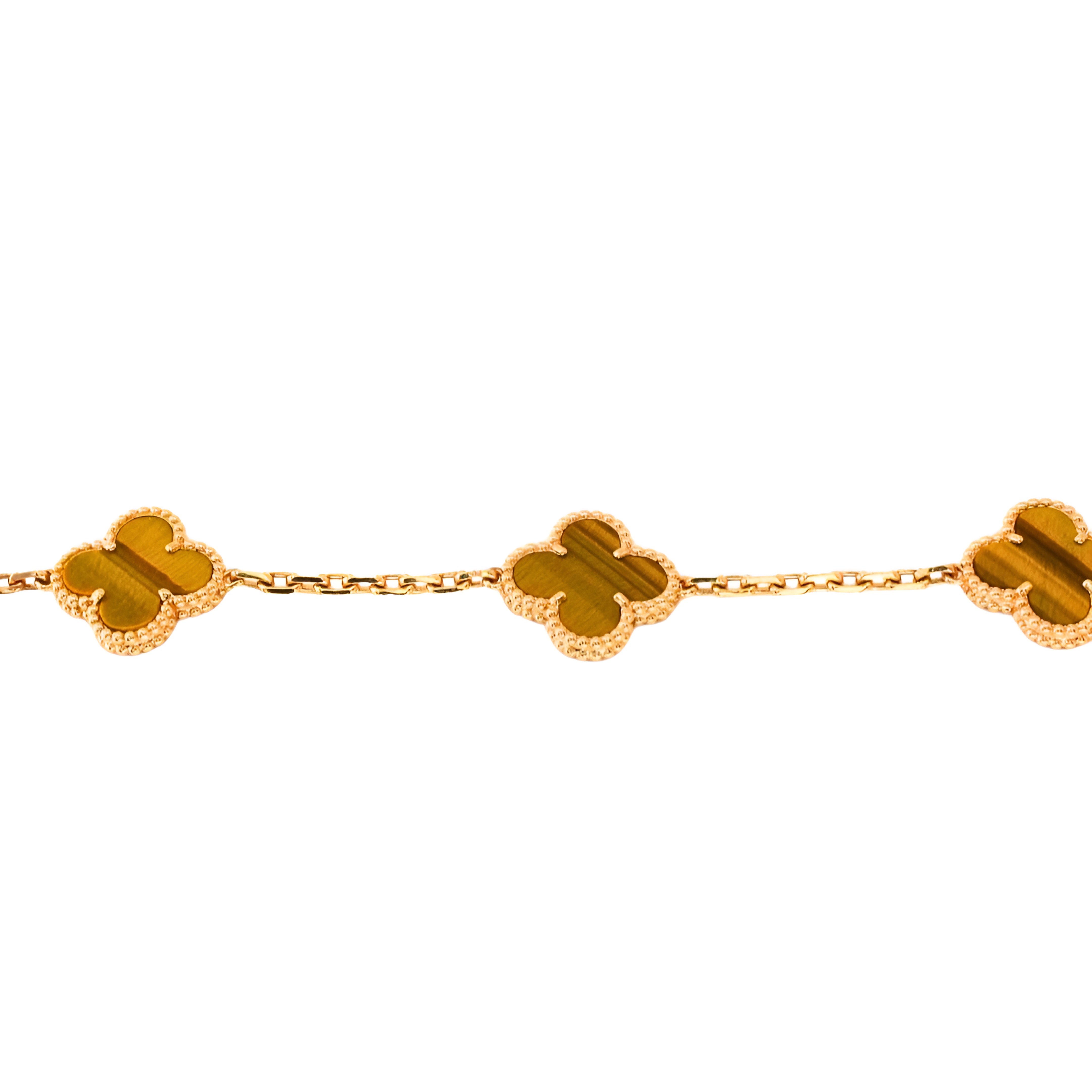 Van Cleef &amp; Arpels Pulsera Alhambra Vintage 5 Motivos Ojo de Tigre Oro amarillo de 18 quilates 