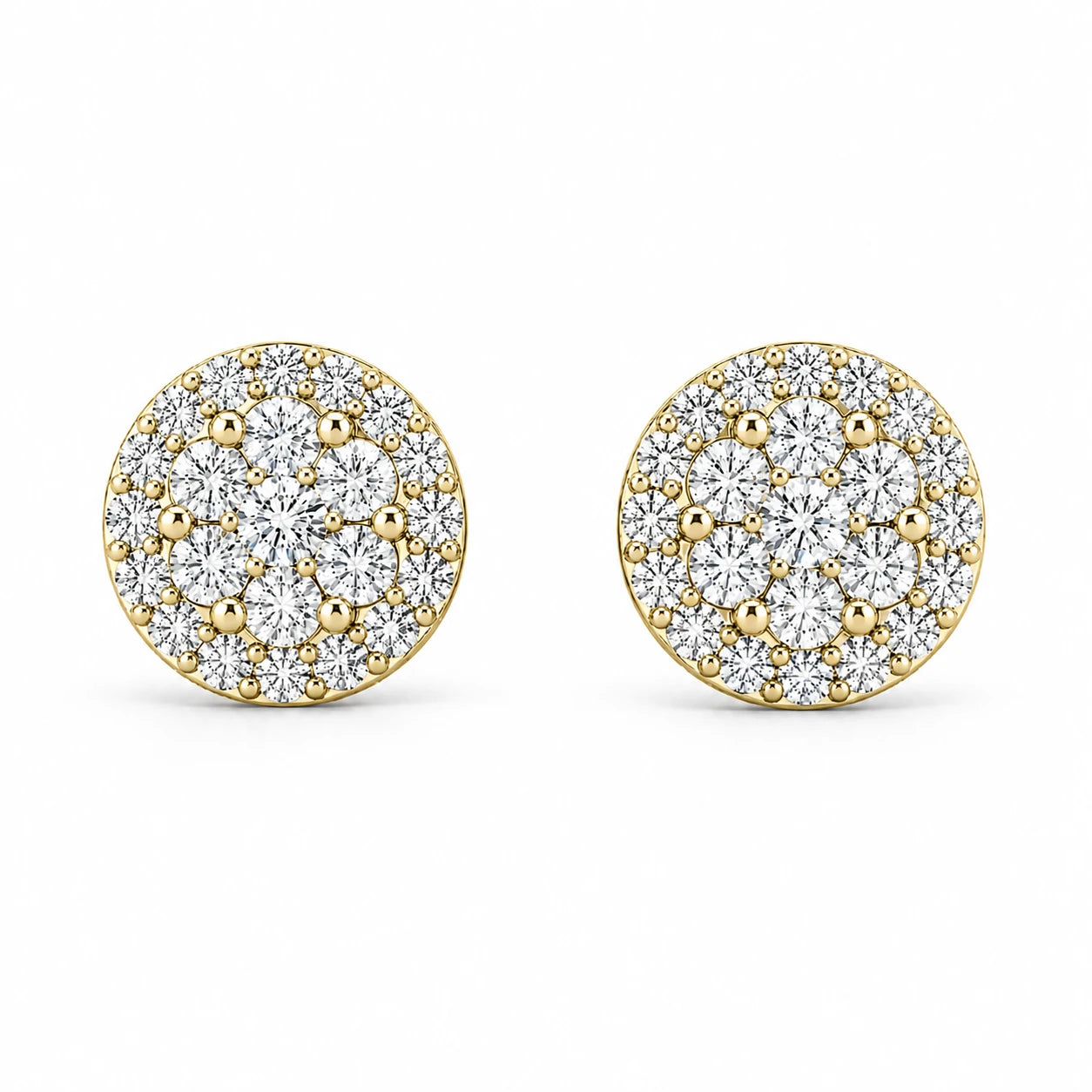 Erkals Jewellers Halo Flower Stud Earrings 18K Gold 1.50ctw