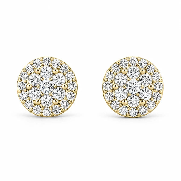 Erkals Jewellers Halo Flower Stud Earrings 18K Gold 1.50ctw