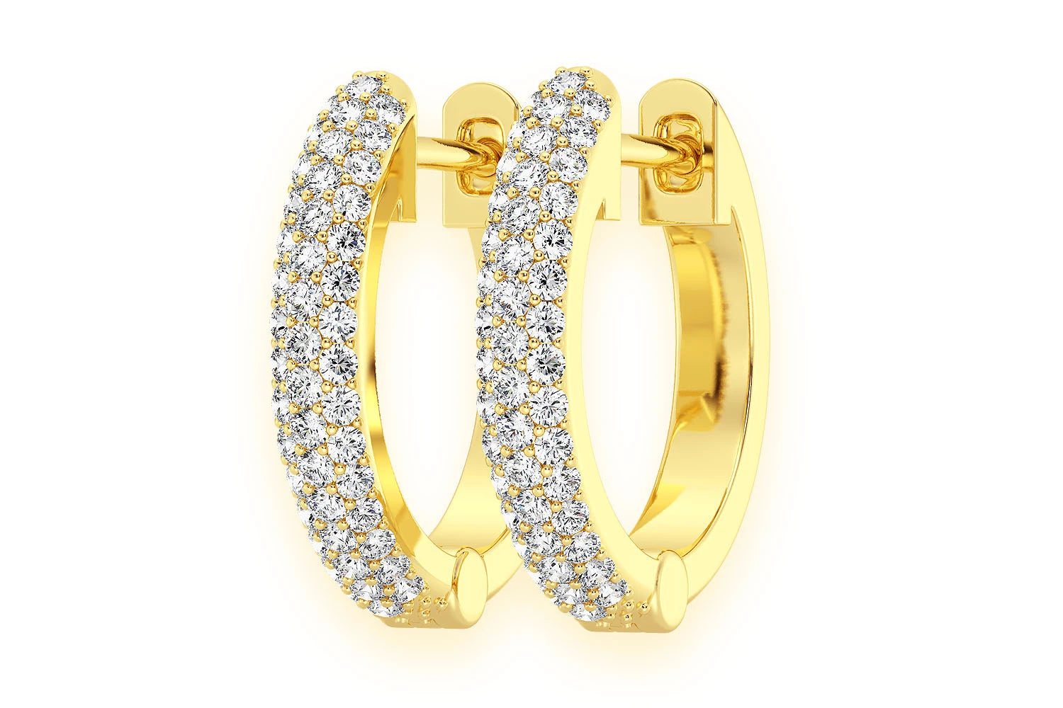 Erkals Jewellers Small Three Row Huggie Hoop Earrings 18K Gold 0.20ctw