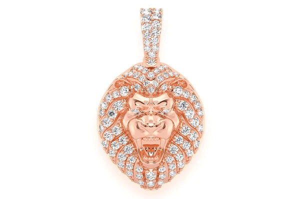 0.50ct Diamond Lion Head Pendant 14K Solid Gold