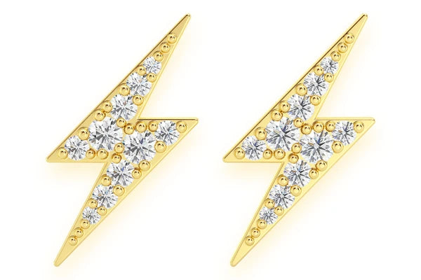 Erkals Jewellers Lightning Bolt Stud Earrings 18K Gold 0.25ctw