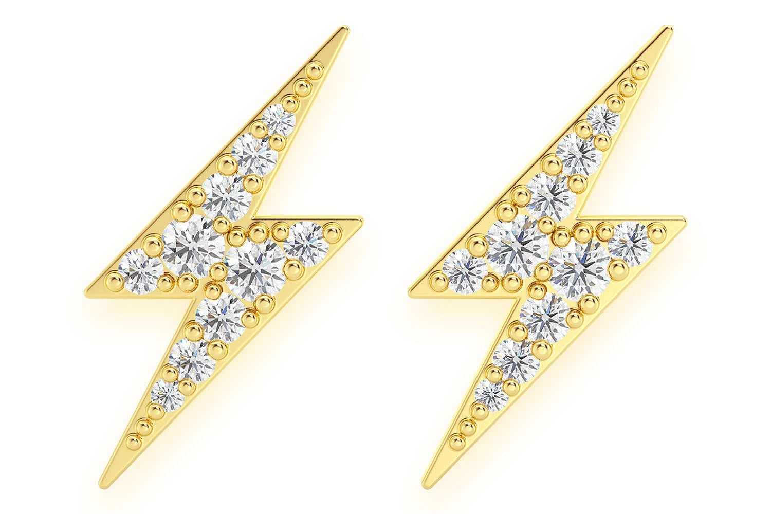 Erkals Jewellers Lightning Bolt Stud Earrings 18K Gold 0.25ctw