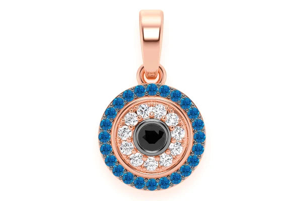 Erkals Jewellers Round Evil Eye Pendant 18K Gold Diamond 0.25ctw
