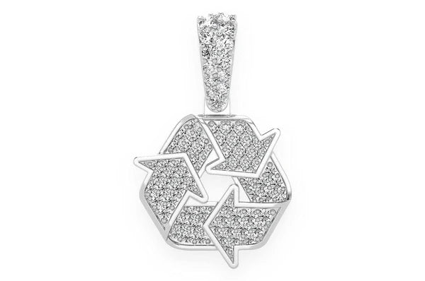 Symbole de recyclage Pendentif diamant 0,55 ct en or massif 14 carats