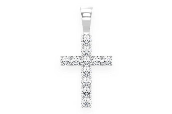 1.00ct Diamond Solitaire Cross Pendant 14K Solid Gold