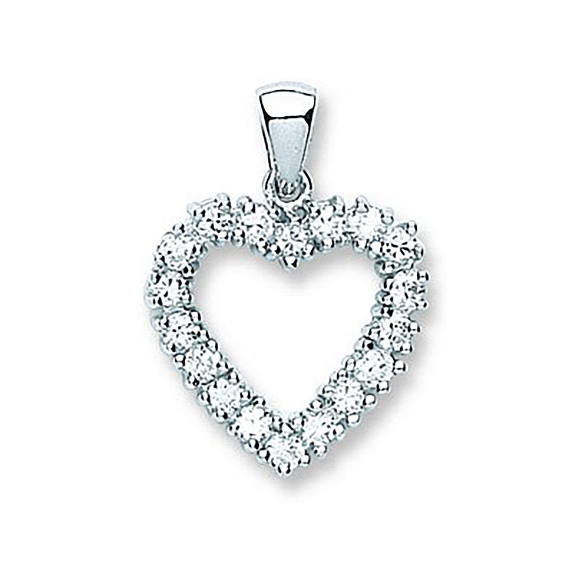 Silver Cz Heart Pendant