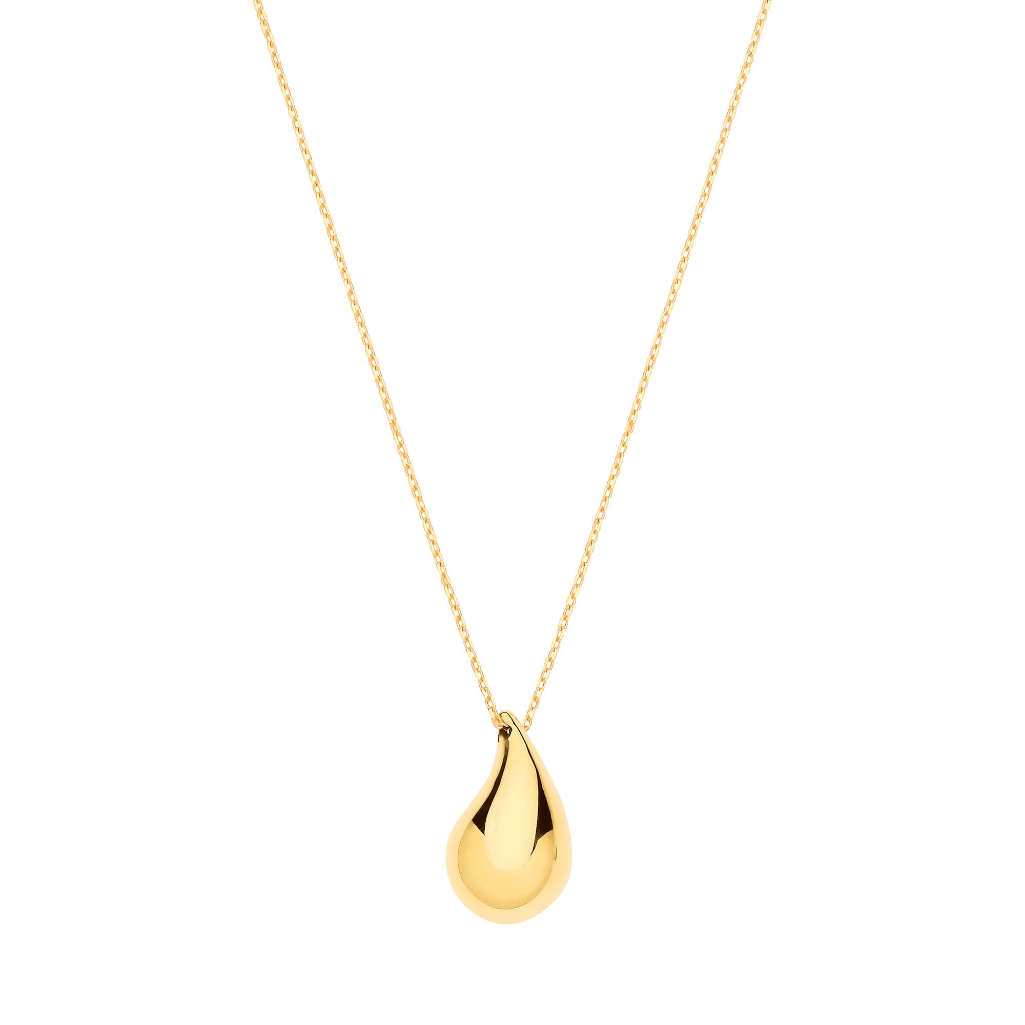 Y/G Puffed Tear Drop Pendant Chain